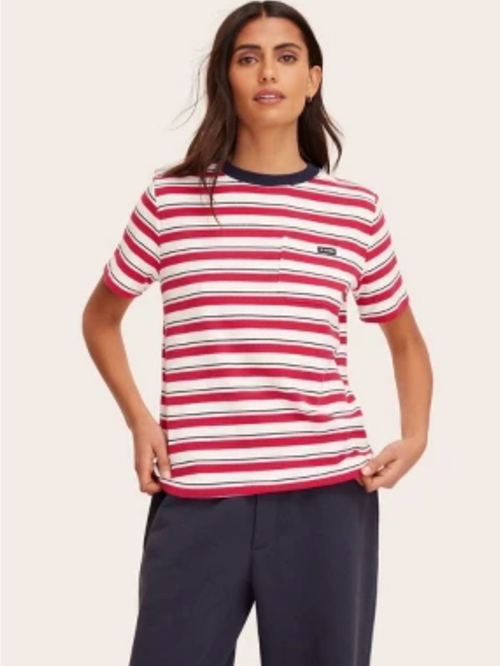 PARKE X Target Red, White & Navy Striped Pocket Tee